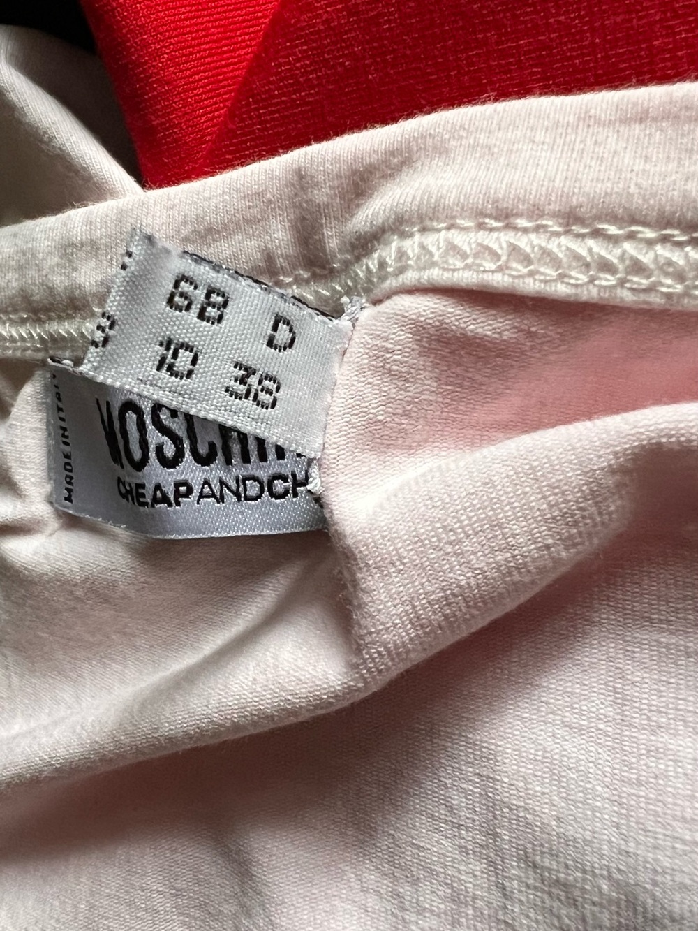 Moschino cheap and chic Dress, red and pink colour block with fun graphic top. - Picture 7 of 9